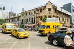 Traffic crosses a busy intersection in Lagos, Nigeria, in April.
