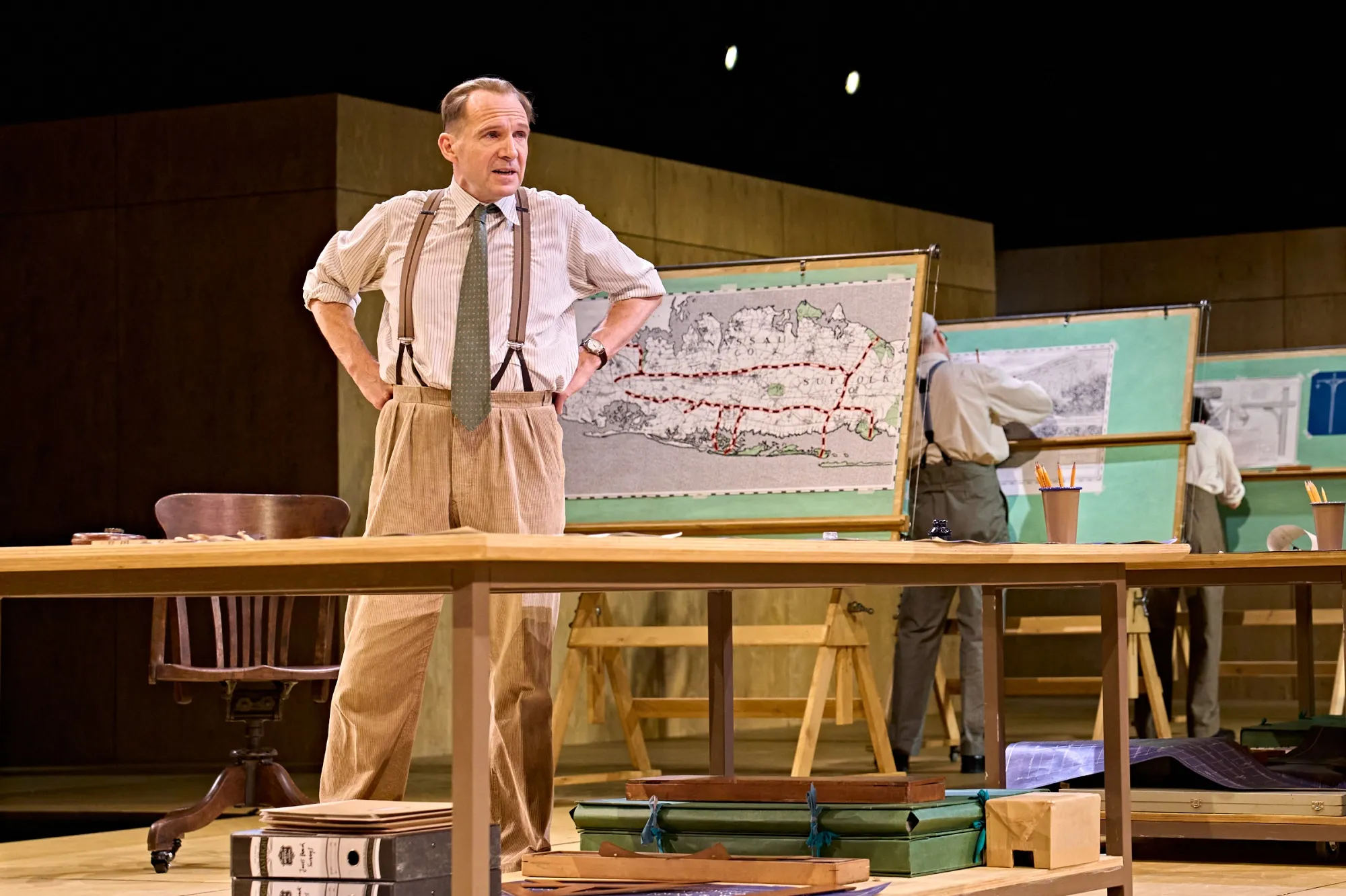 Highway star: Ralph Fiennes as NYC urban planner Robert Moses in “Straight Line Crazy” at London’s Bridge Theatre earlier this year.