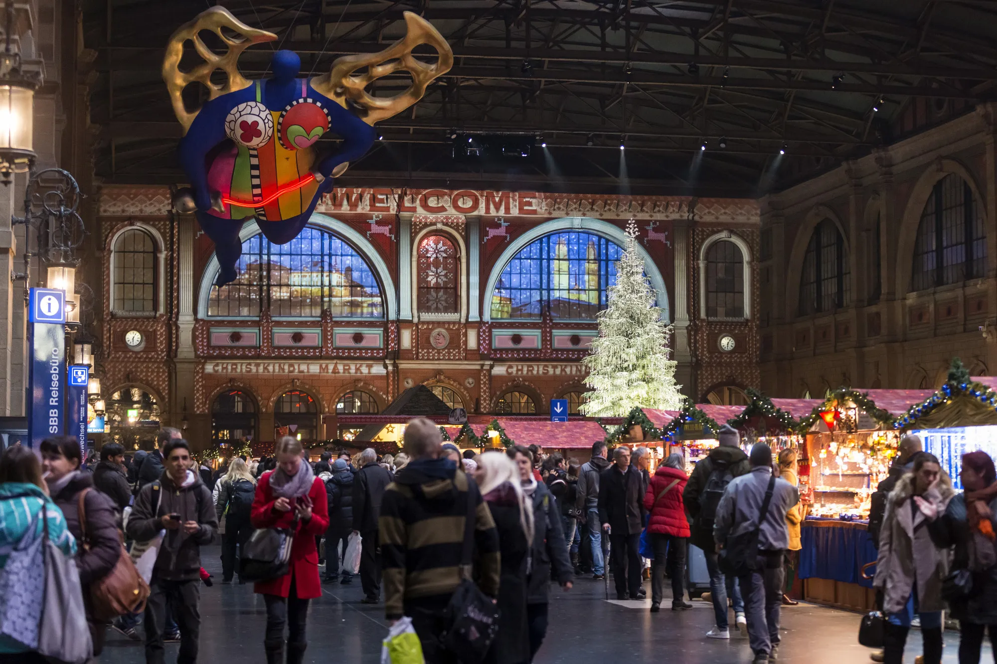 A Christmas market in the main railway station in Zurich in 2015.