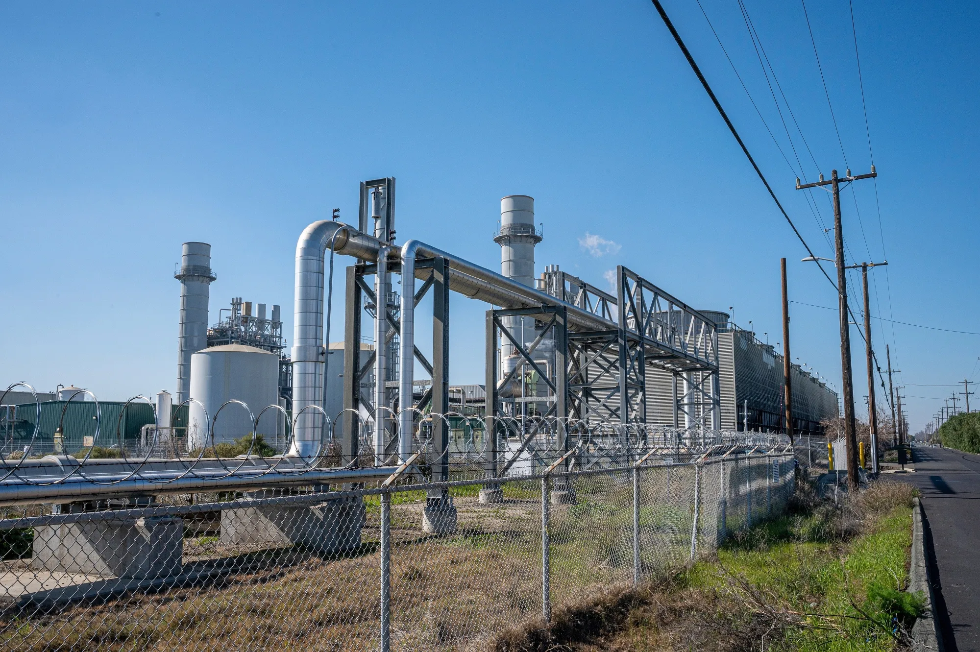 The Calpine Los Medanos Energy Center natural gas-fired power plant in Pittsburg, California.