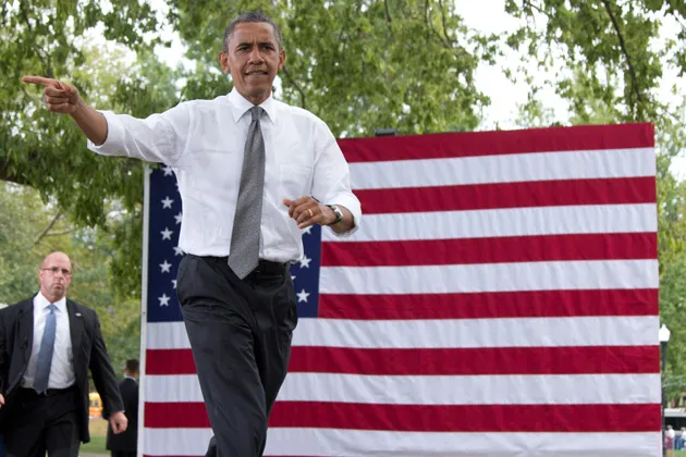 President Barack Obama at a campaign event in Columbus, Ohio
