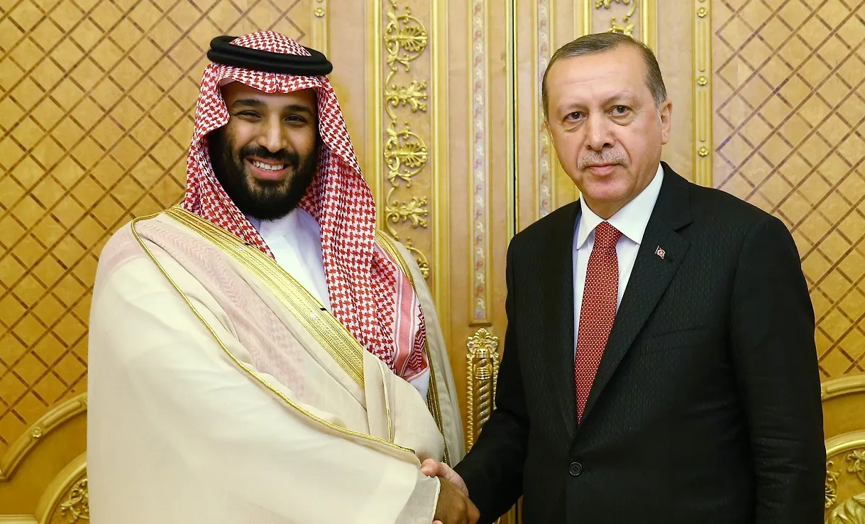 Mohammed bin Salman and Recep Tayyip Erdogan in Saudi Arabia, in July 2017.
