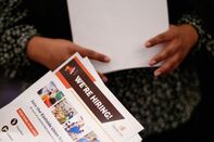 Job Seekers At A Career Fair As Jobless Claims Figures Decline To Lowest Since Early February