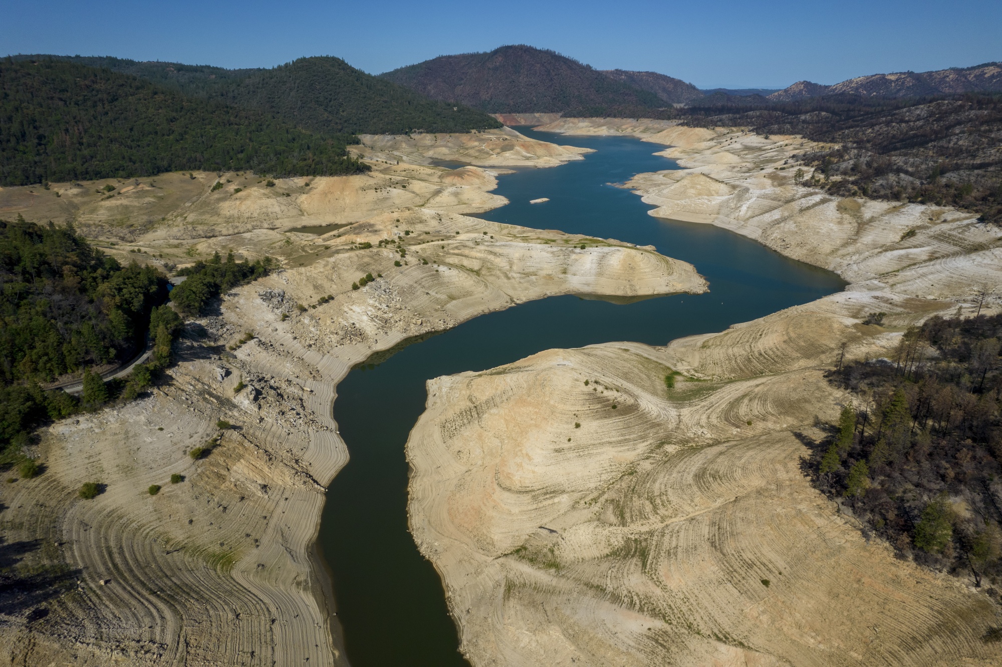 Grounds marked with previous water lines at Oroville Lake in&nbsp;California on&nbsp;June 22.&nbsp;