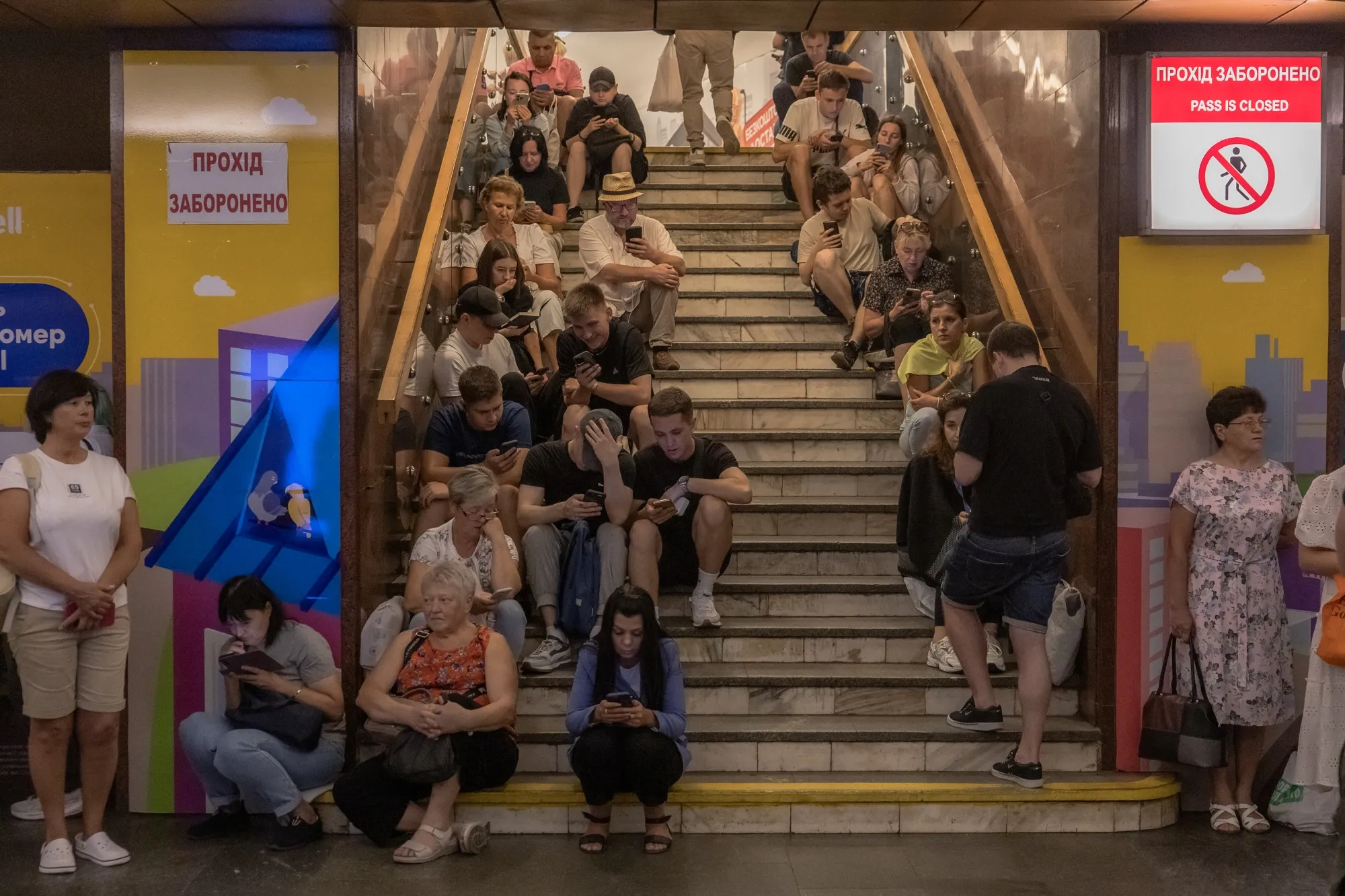 People take shelter in a&nbsp;Kyiv metro station during a Russian missile and drone attack&nbsp;on Aug. 26.