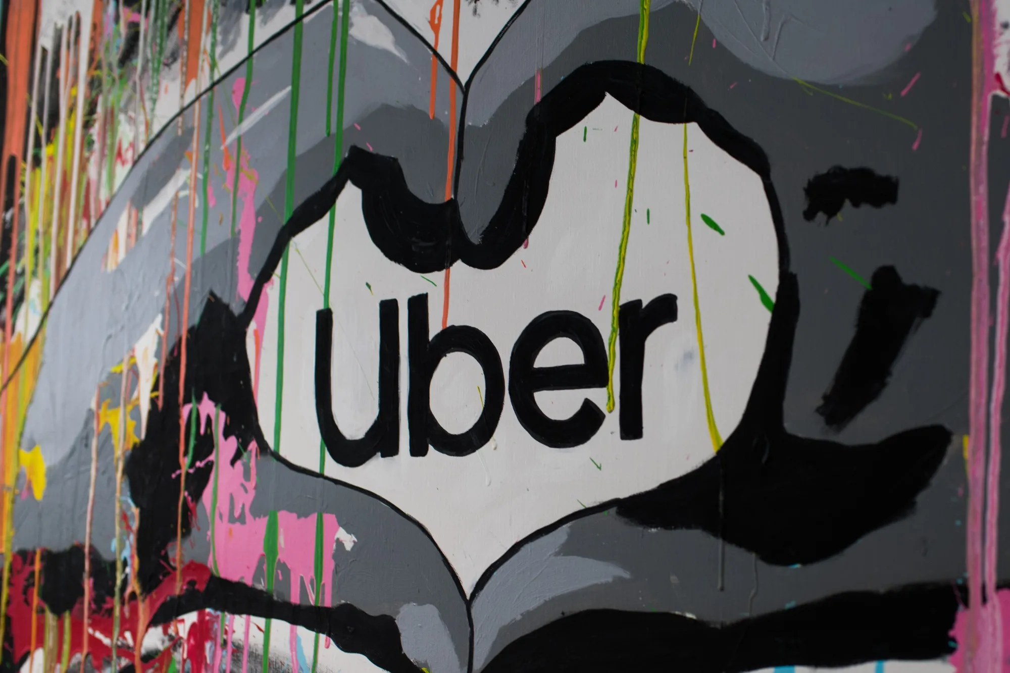 An Uber mural at the company's office in Paris.