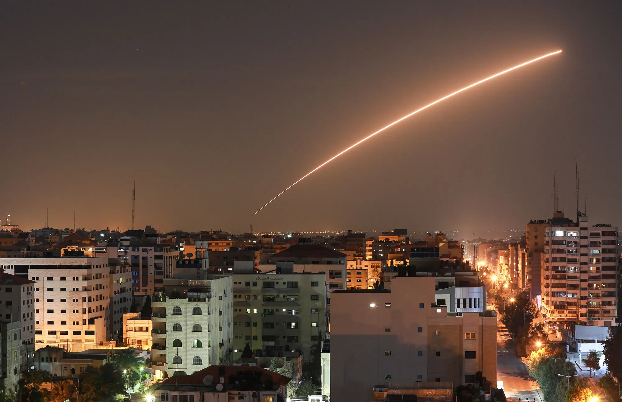 An Israeli missile launched from the Iron Dome defense&nbsp;missile system.