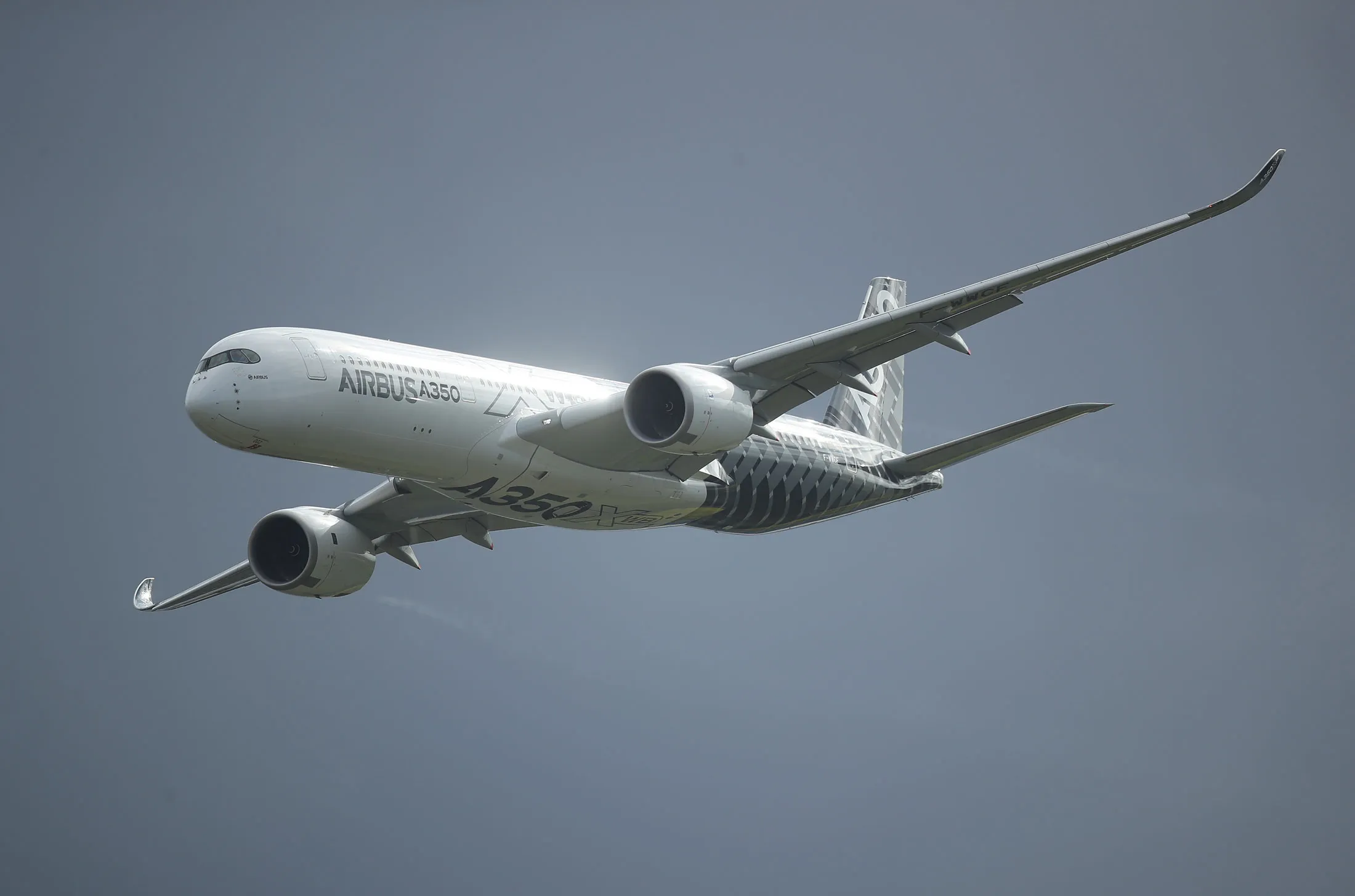 An Airbus A350-900 passenger jet.