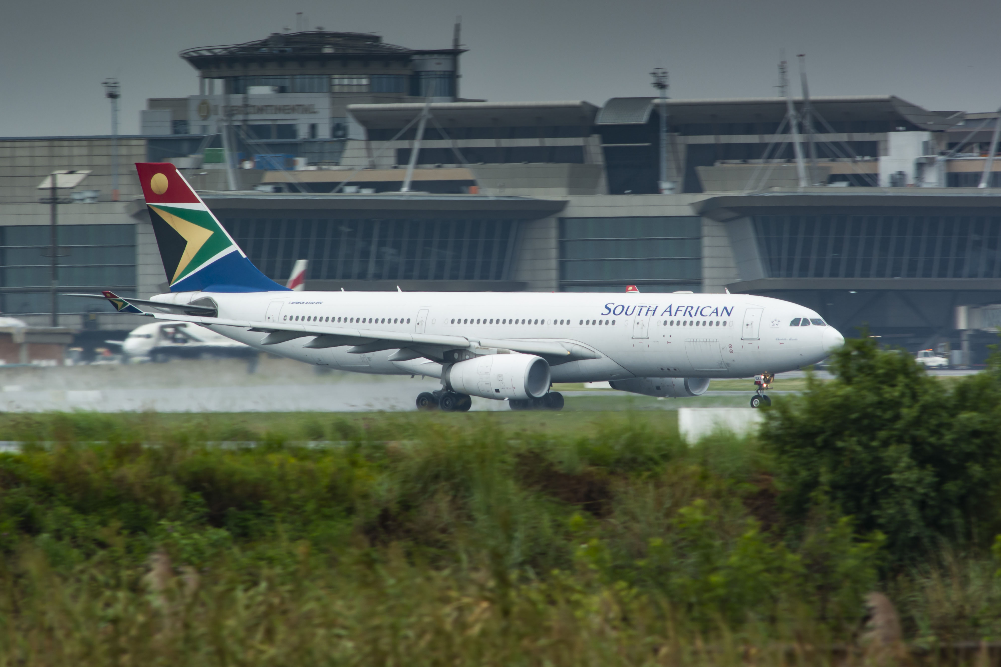 South African Airlines airways aircraft at O.R. Tambo International Airport in Johannesburg.