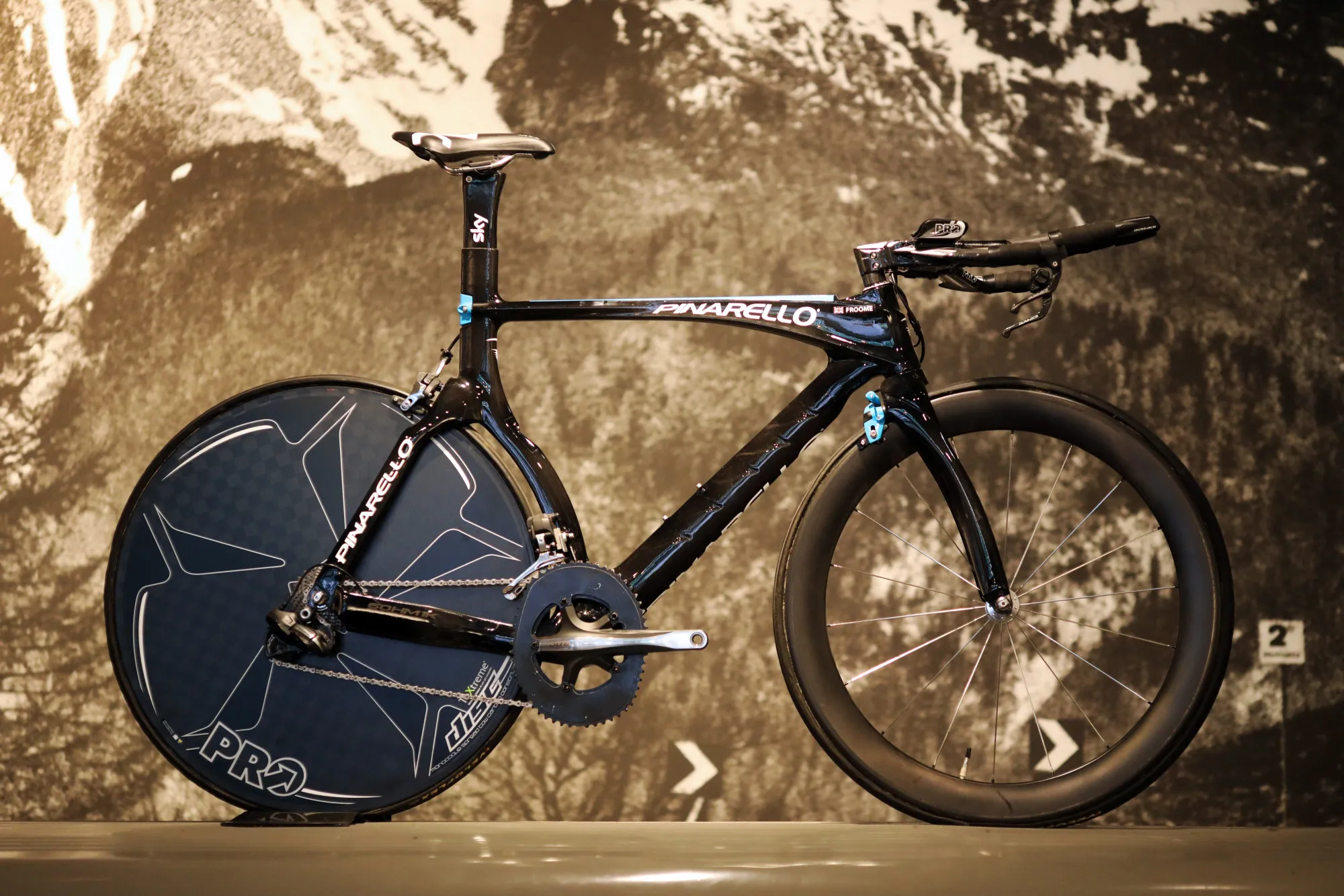 A Cicli Pinarello SpA cycle belonging to Tour de France winner Chris Froome.