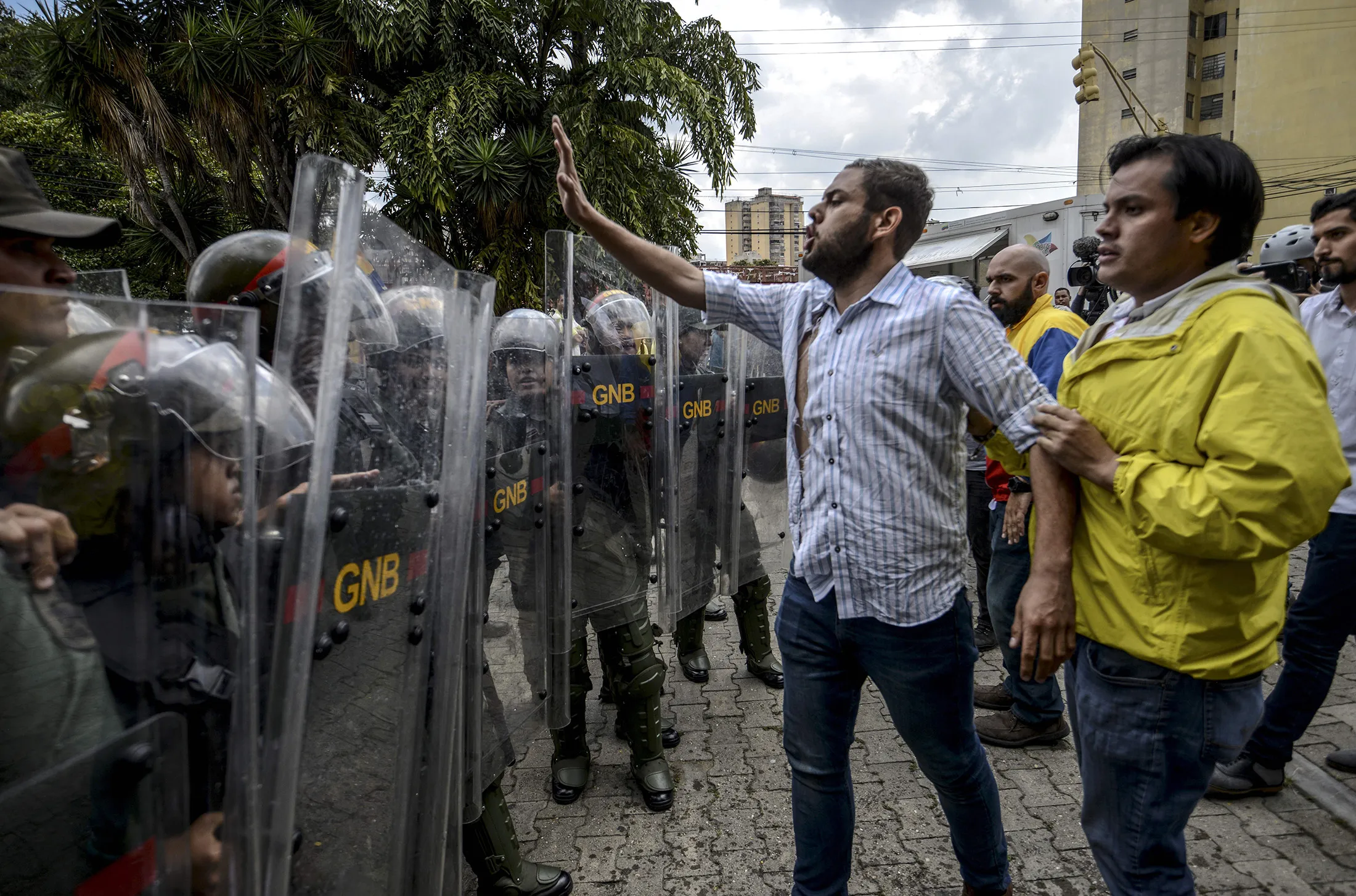 Juan Requesen, center, protests in front of the Supreme Court in Caracas in 2017.