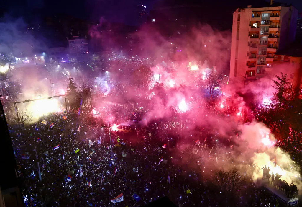 An anti-corruption protest in Belgrade on March 15.