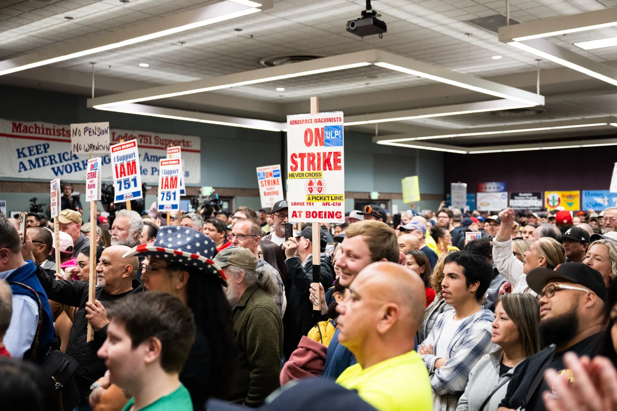 Union members and supporters during a rally in Seattle on Oct. 15.