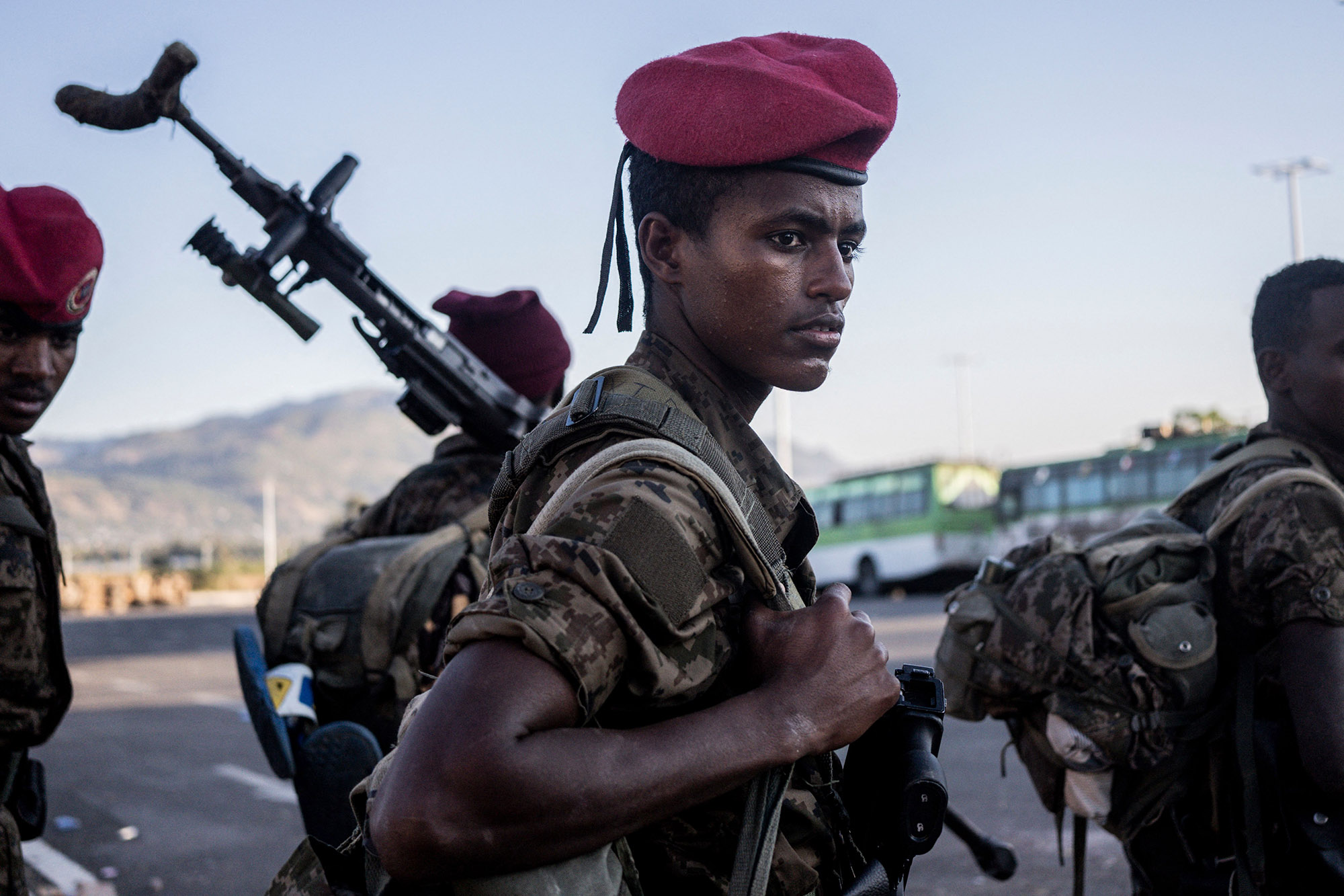 Soldiers from the Ethiopian National Defence Force&nbsp;in Kombolcha, Ethiopia.