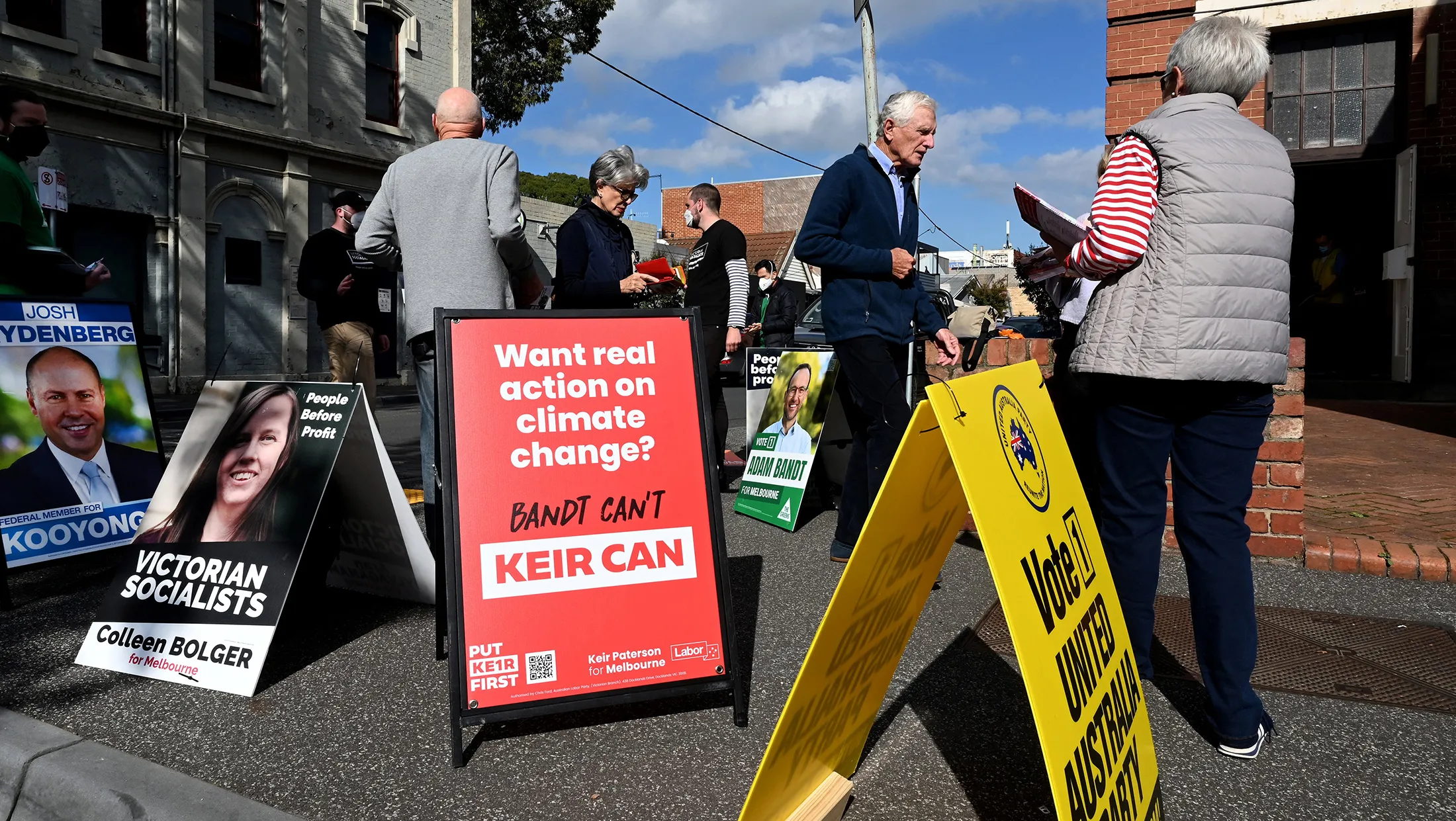 Voters at a pre-polling centre in Melbourne on May 9.
