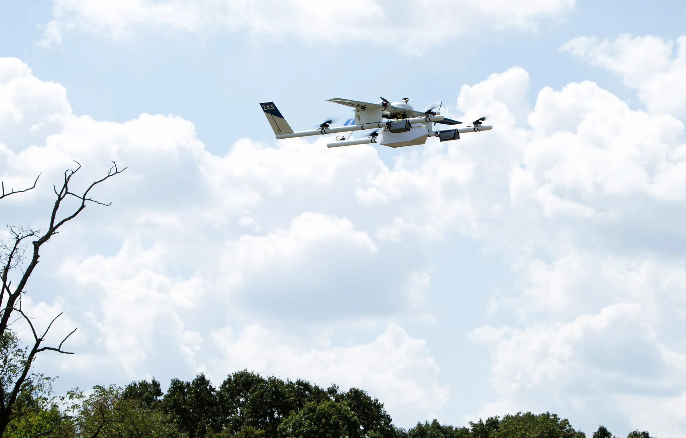 A Project Wing prototype during a test flight.
