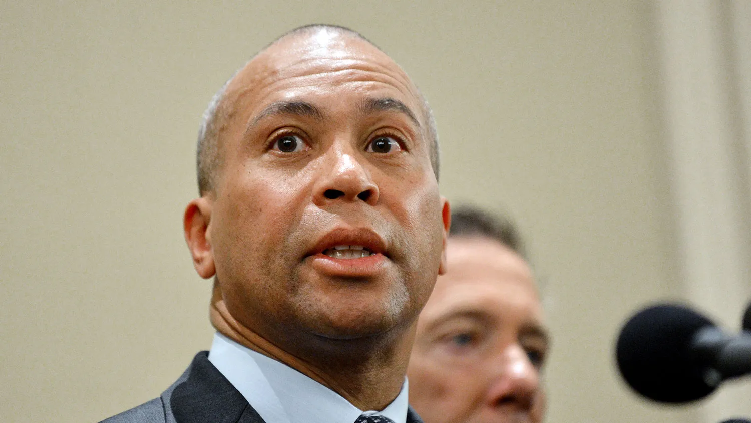 Massachusetts Governor Deval Patrick speaks at a press conference April 16, 2013 in Boston, Massachusetts, in the aftermath of two explosions that struck near the finish line of the Boston Marathon April 15.
