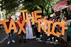 Protesters Demonstrate Outside The Met Gala In New York City