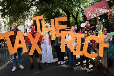 Protesters Demonstrate Outside The Met Gala In New York City