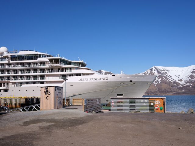The Silver Endeavour cruise liner at port. There is an active debate over how much tourism to allow. 