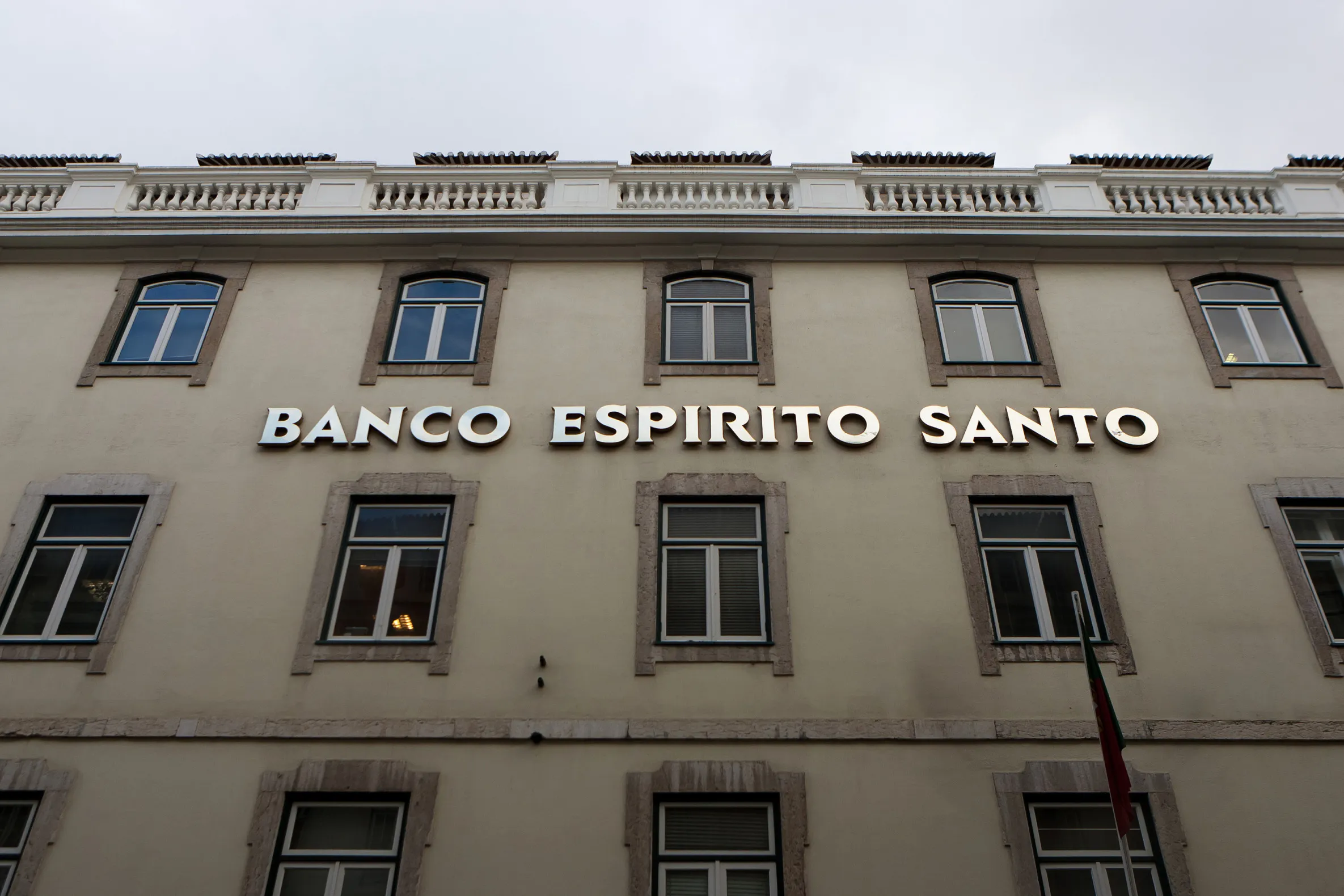A sign for Banco Espirito Santo at a branch in Lisbon, Portugal in 2010.