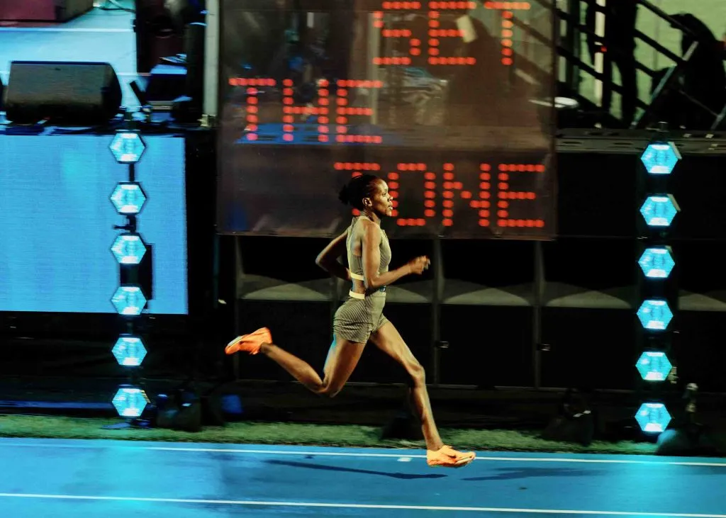 Faith Kipyegon, running the 1500 meter in New York last year.