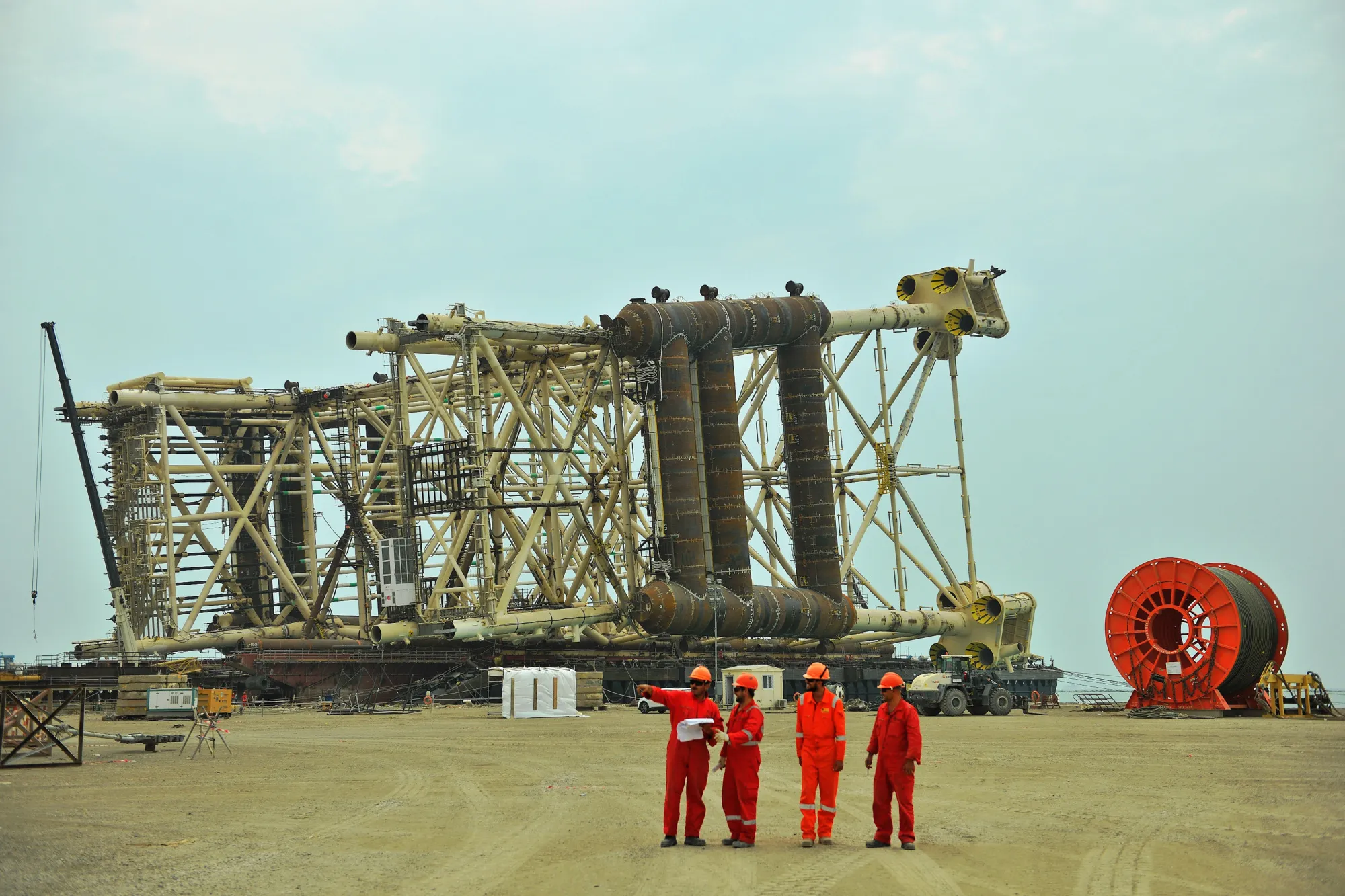 A platform awaits installation offshore in Azerbaijan’s Shah Deniz gas field.
