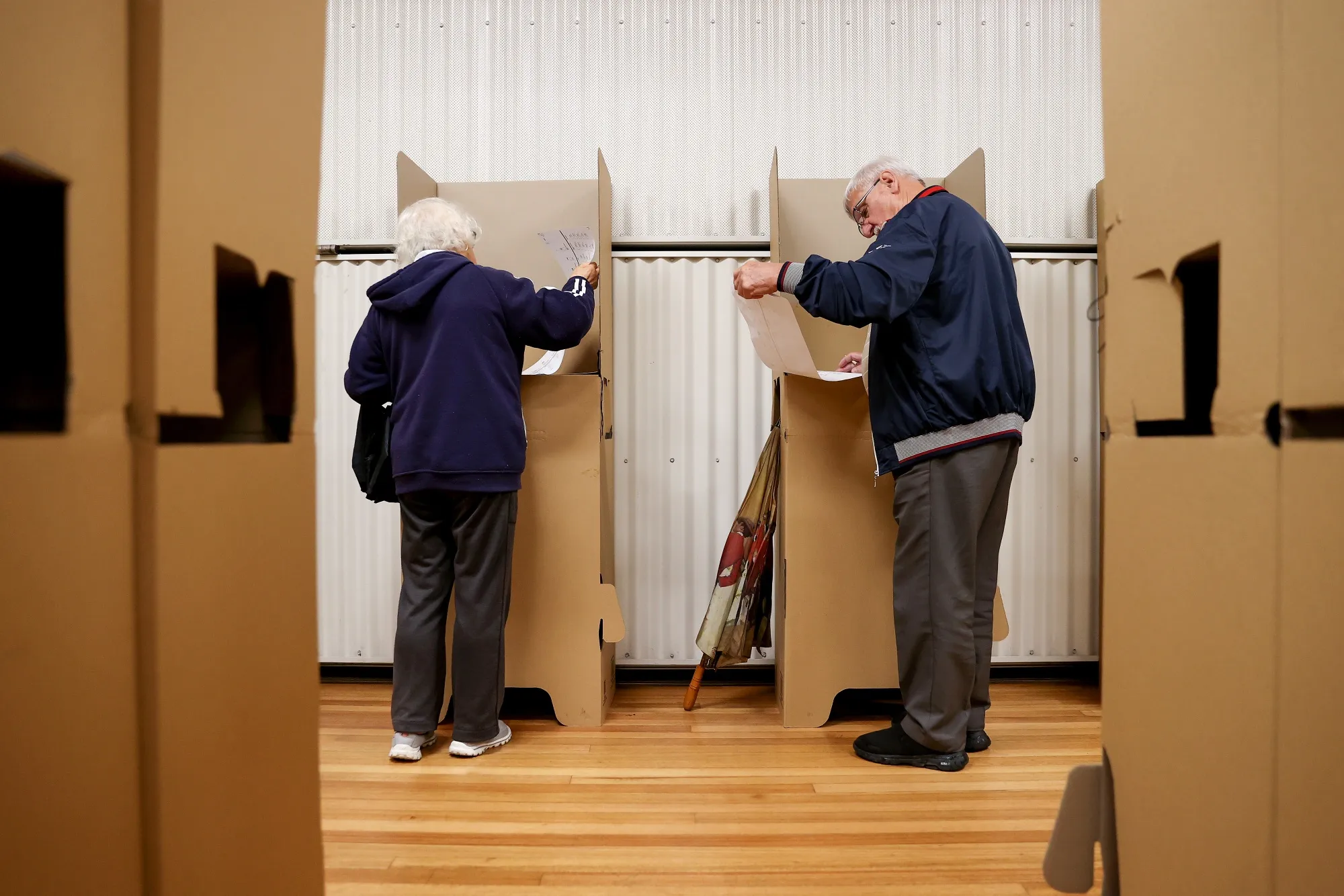 Voters inside a polling station during a federal election in Sydney, Australia, on Saturday, May 21, 2022.&nbsp;