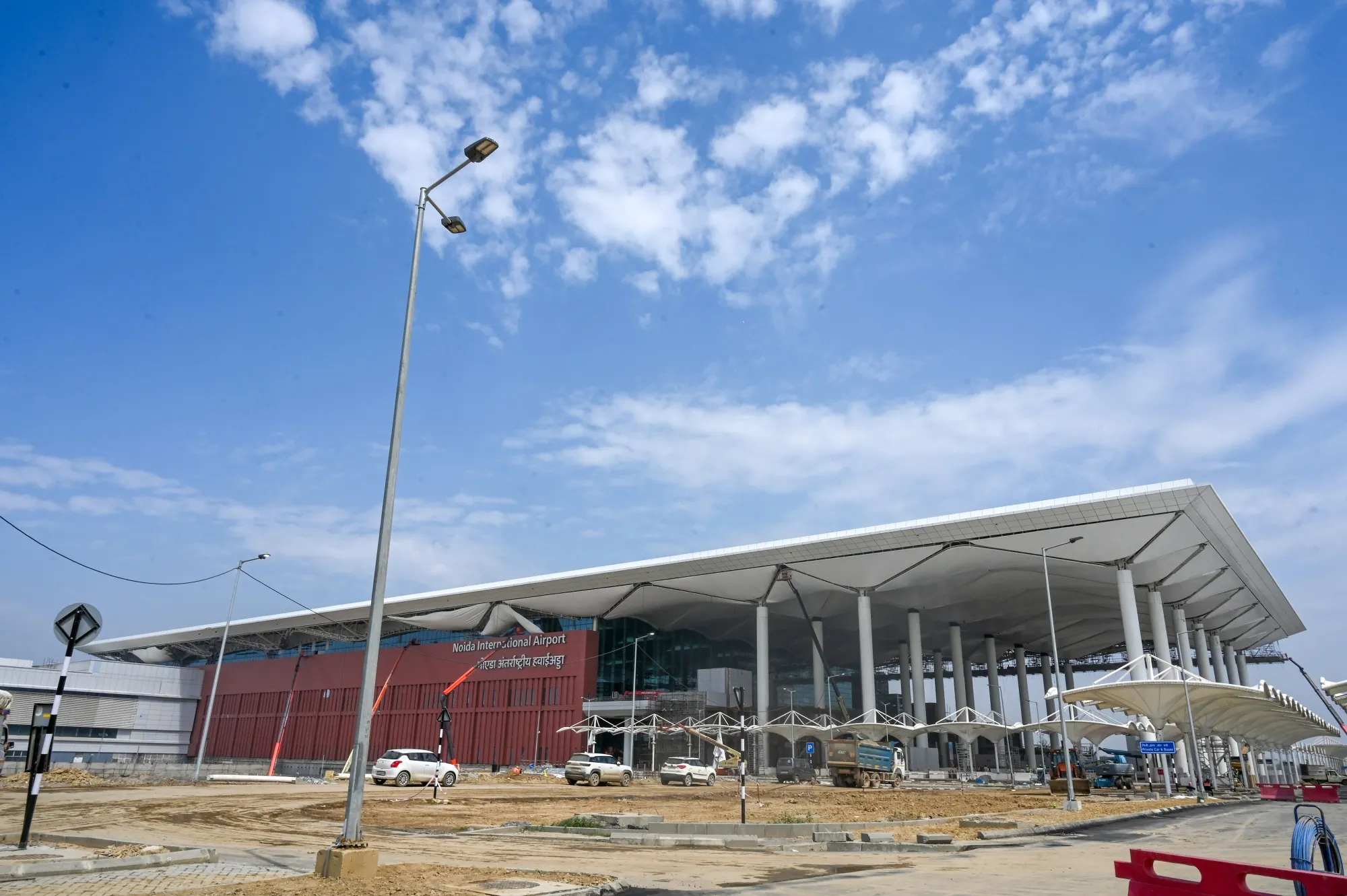 Construction work at Noida International Airport on March 23.