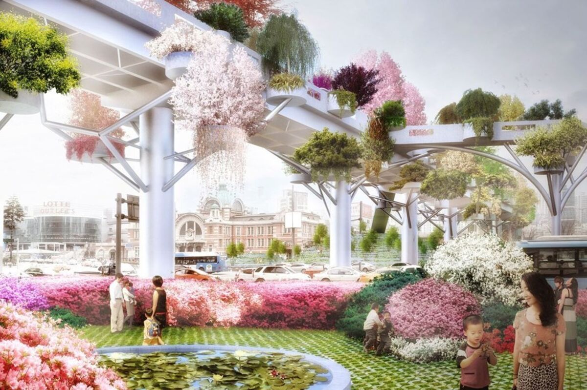 Парк сад будущего фото Seoul Is Converting an Overpass into a Massive, Flowery Park - Bloomberg