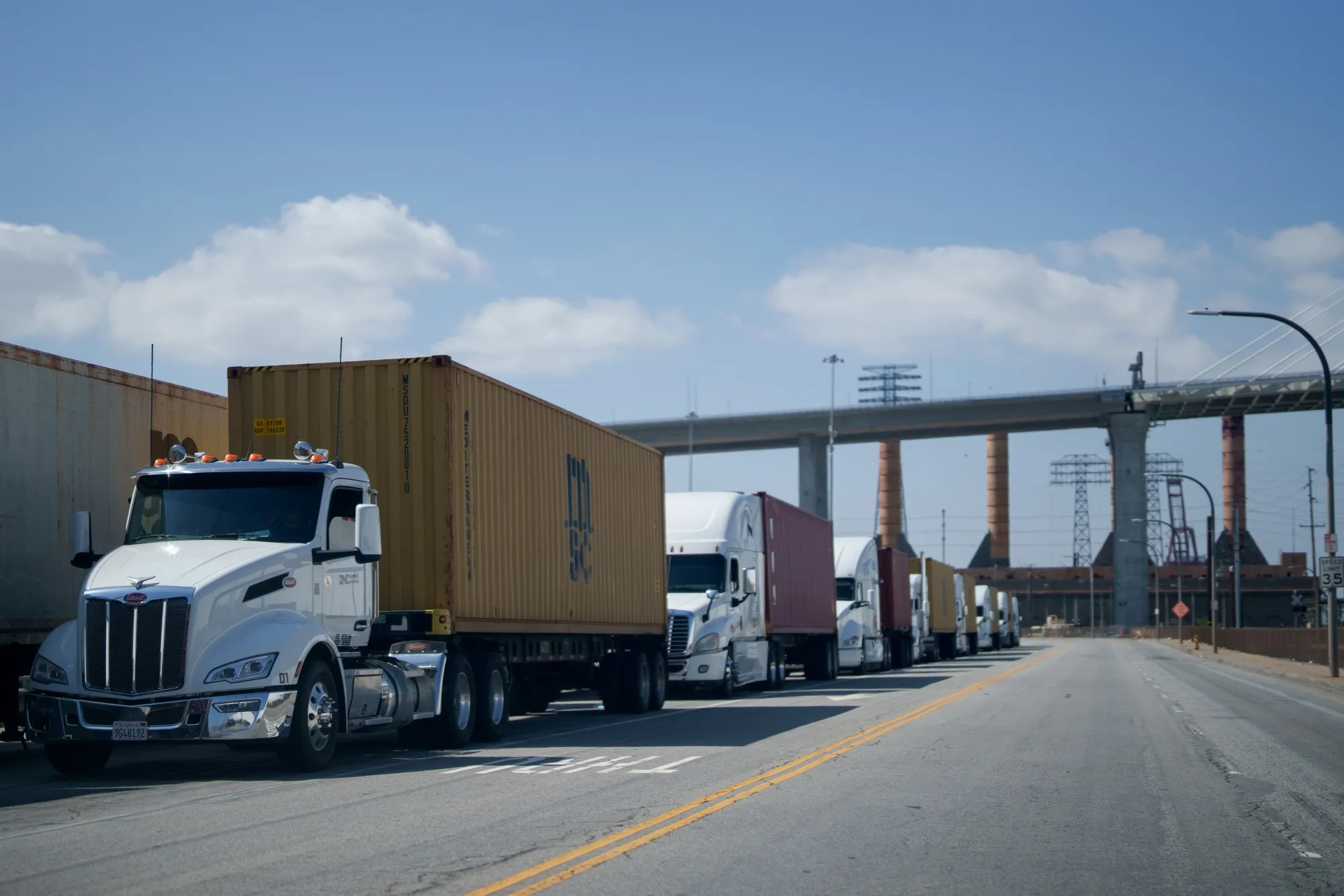 Tractor trailers at the Port of Los Angeles in Los Angeles, California, US, on Monday.