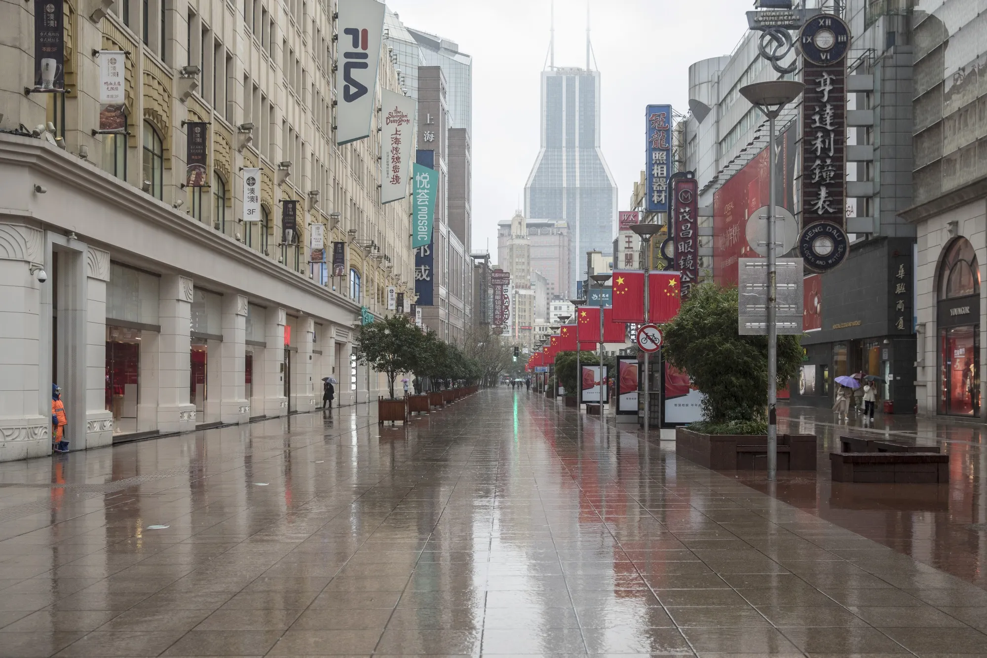 A near empty street in Shanghai, China, on&nbsp;Jan. 25.
