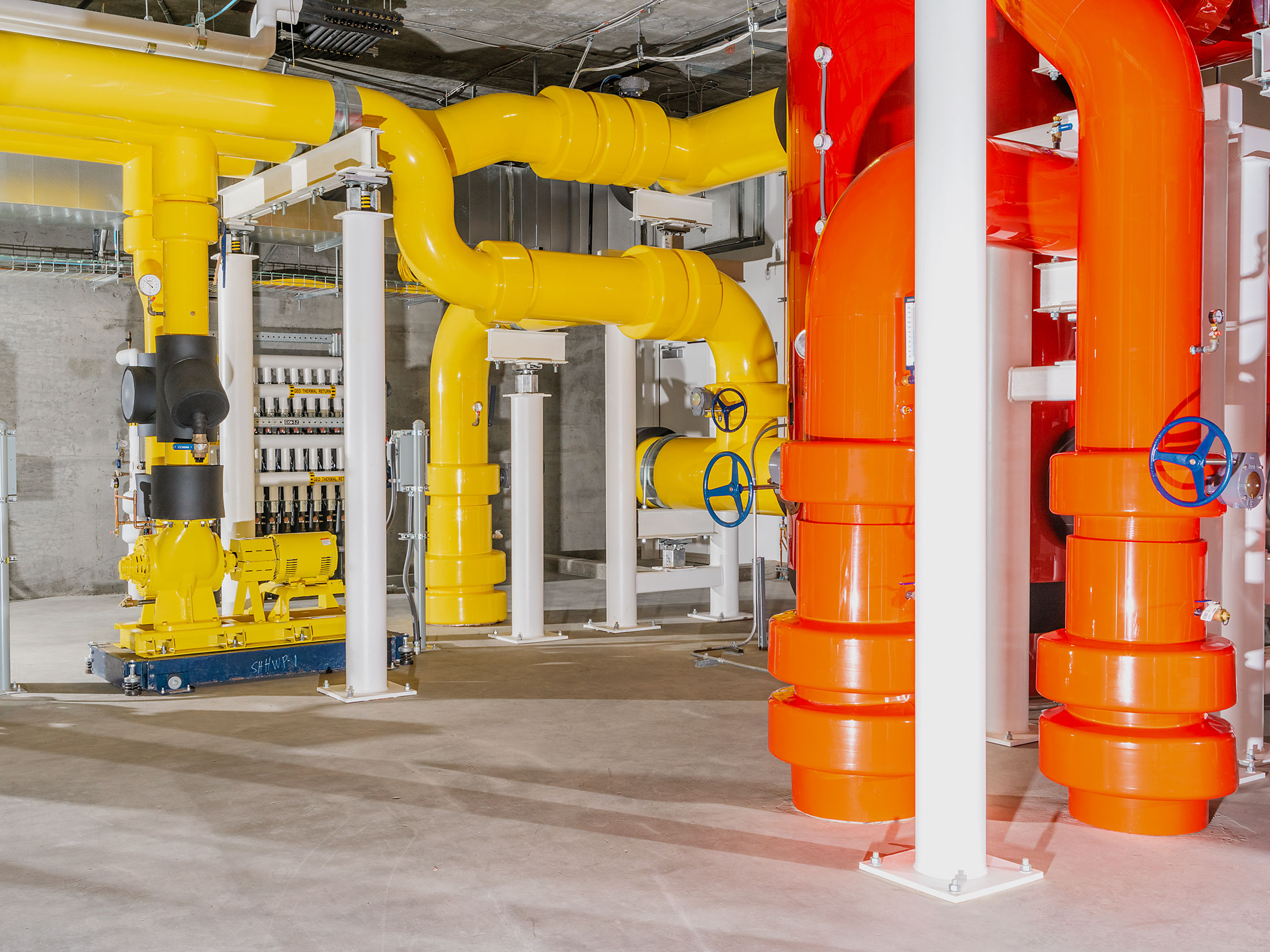 Geothermal pipes at the Bay View campus.