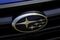 The Subaru Corp. badge is seen on the front grille of a prototype Levorg vehicle equipped with the company's EyeSight driving support system during a test drive at Japan Automobile Research Institute's (JARI) Shirosato Test Center in Shirosato, Ibaraki, Japan, on Thursday, June 15, 2017. The EyeSight technology warns drivers when there is potential danger and can apply brakes. Photographer: Kiyoshi Ota/Bloomberg