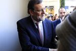 Mariano Rajoy, Spain's prime minister, greets supporters in Barcelona.
