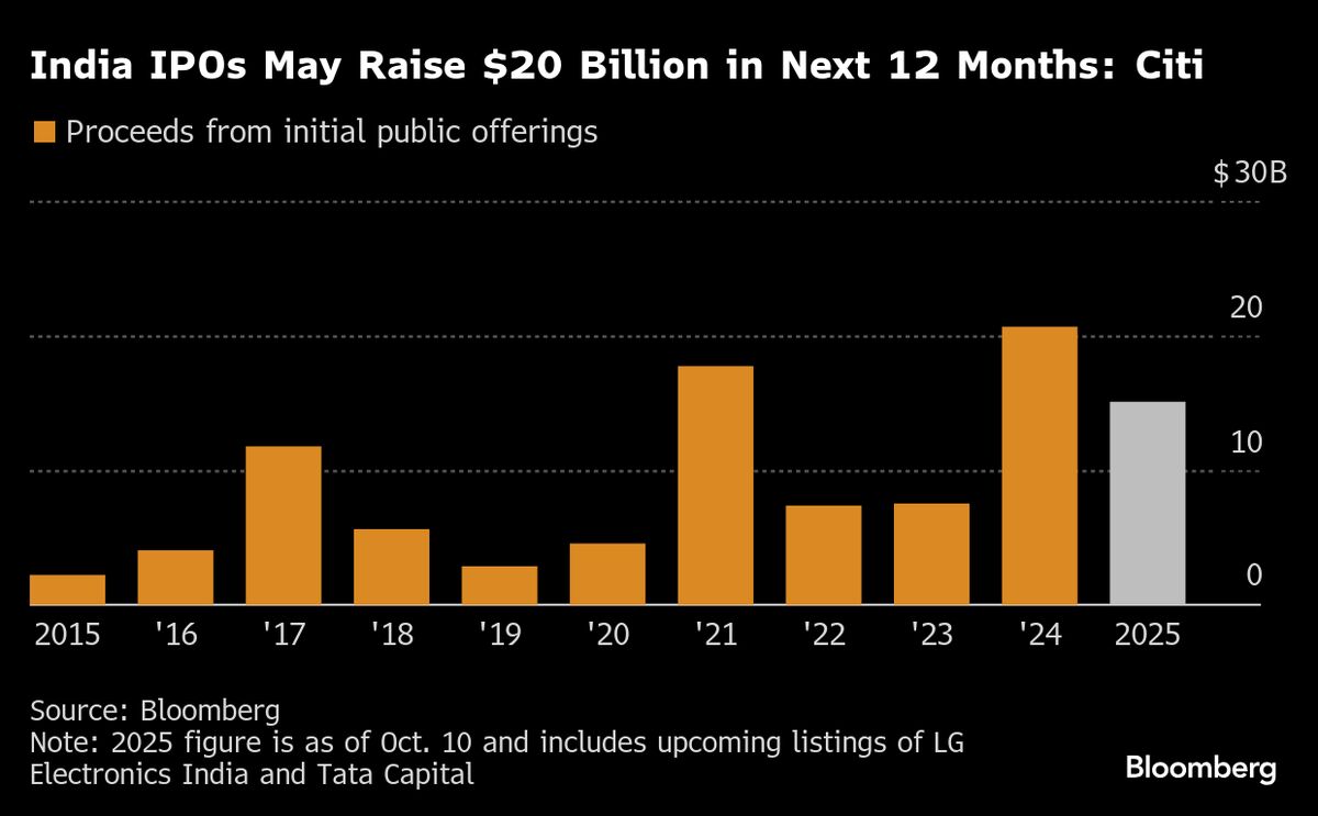 Citigroup Expects Up to $20 Billion in India IPOs Over Next Year