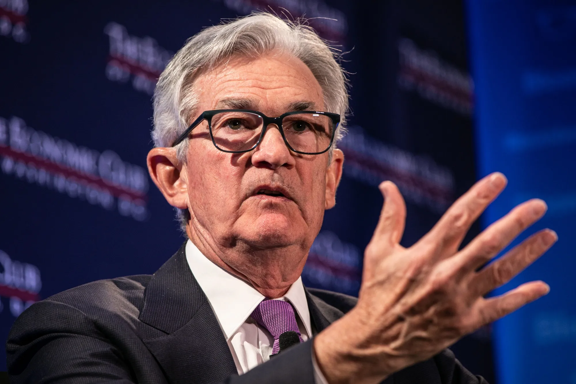 Jerome Powell, chairman of the US Federal Reserve, during an interview for an episode of "The David Rubenstein Show: Peer-to-Peer Conversations" at the Economic Club of Washington in Washington, DC, US, on Tuesday, Feb. 7, 2023. Powell said that additional interest-rate increases will be needed to cool inflation amid a labor market that recent data shows remains very tight.