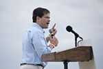 Senator Marco Rubio, a Republican from Florida and 2016 U.S. presidential candidate, speaks during the inaugural Roast and Ride in Boone, Iowa, U.S., on Saturday, June 6, 2015. Senator Joni Ernst, a republican from Iowa, hosted the inaugural Roast and Ride event which featured a 38-mile ride from a Des Moines Harley Davidson dealership to the Central Iowa Expo where seven current and potential Republican presidential candidates are expected to participate.
