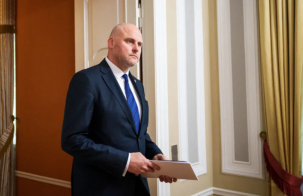 Andris Kulbergs arrives to attend a meeting with Latvia's President, on May 16.