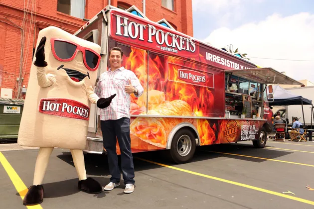 Food Network's "Sandwich King" Jeff Mauro with the new Hot Pockets brand sandwiches in Los Angeles, on July 16, 2013