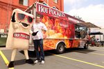 Food Network's &quot;Sandwich King&quot; Jeff Mauro with the new Hot Pockets brand sandwiches in Los Angeles, on July 16, 2013