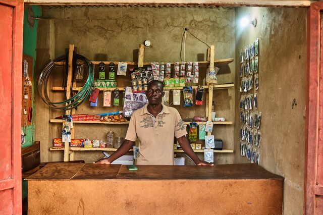 Damaseke Mwale at his shop in the village of Chitandika in Zambia's Eastern Province. 