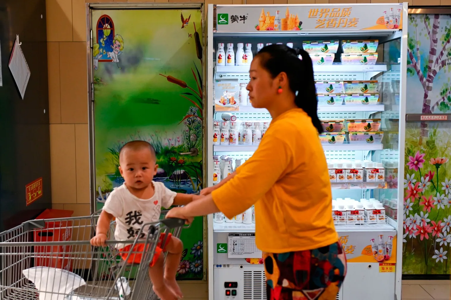 Mengniu Dairy products on sale at a store in Beijing.