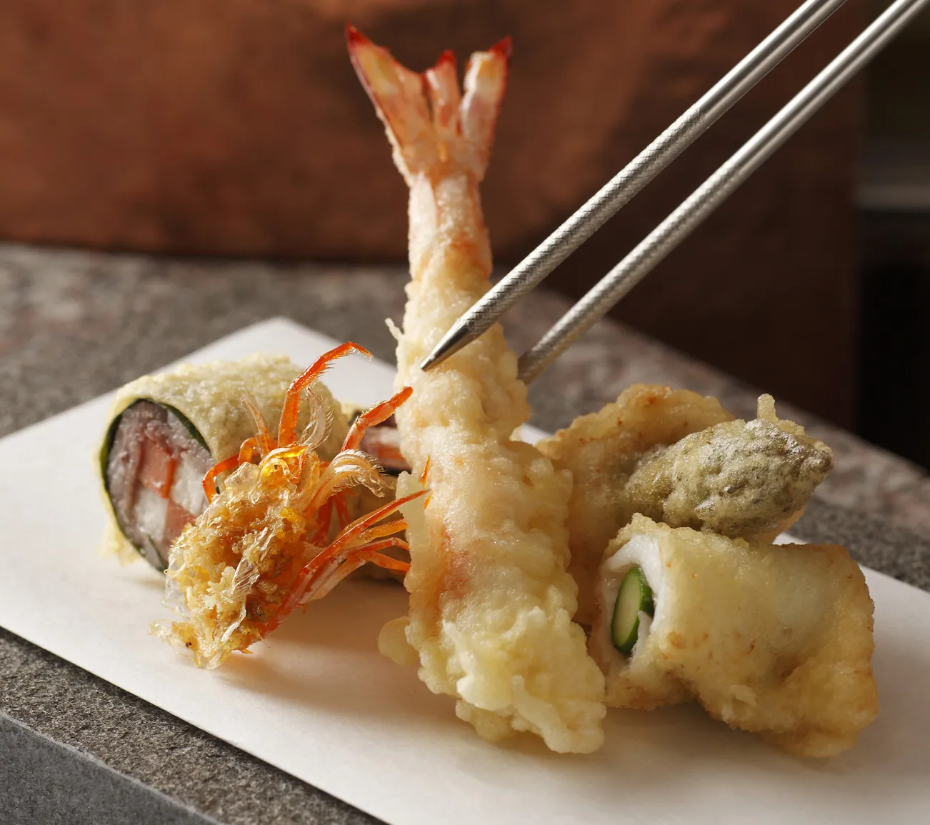 An assortment of tempura at Tatsumi.
