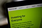 The Robinhood website home screen on a laptop computer arranged in the Brooklyn borough of New York, U.S.