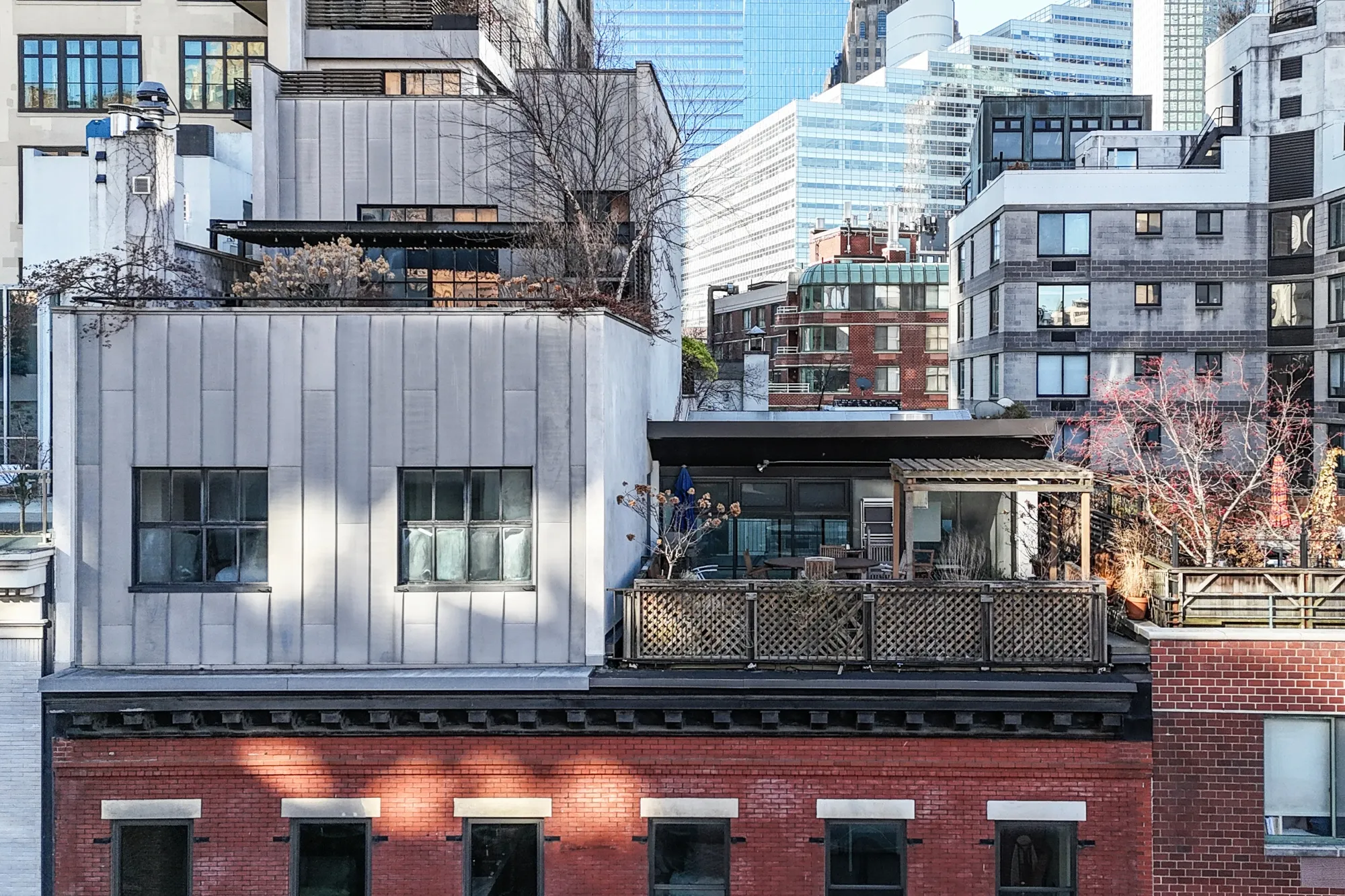 Outdoor decks on the roof of 147 Reade St. in New York.