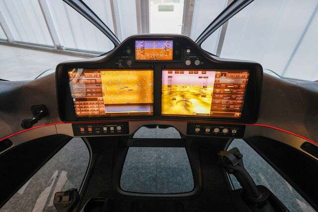The cockpit of a Lilium jet mockup, in the production hall of the Lilium NV headquarters in Gauting near Munich, Germany, on Thursday, July 11, 2024.