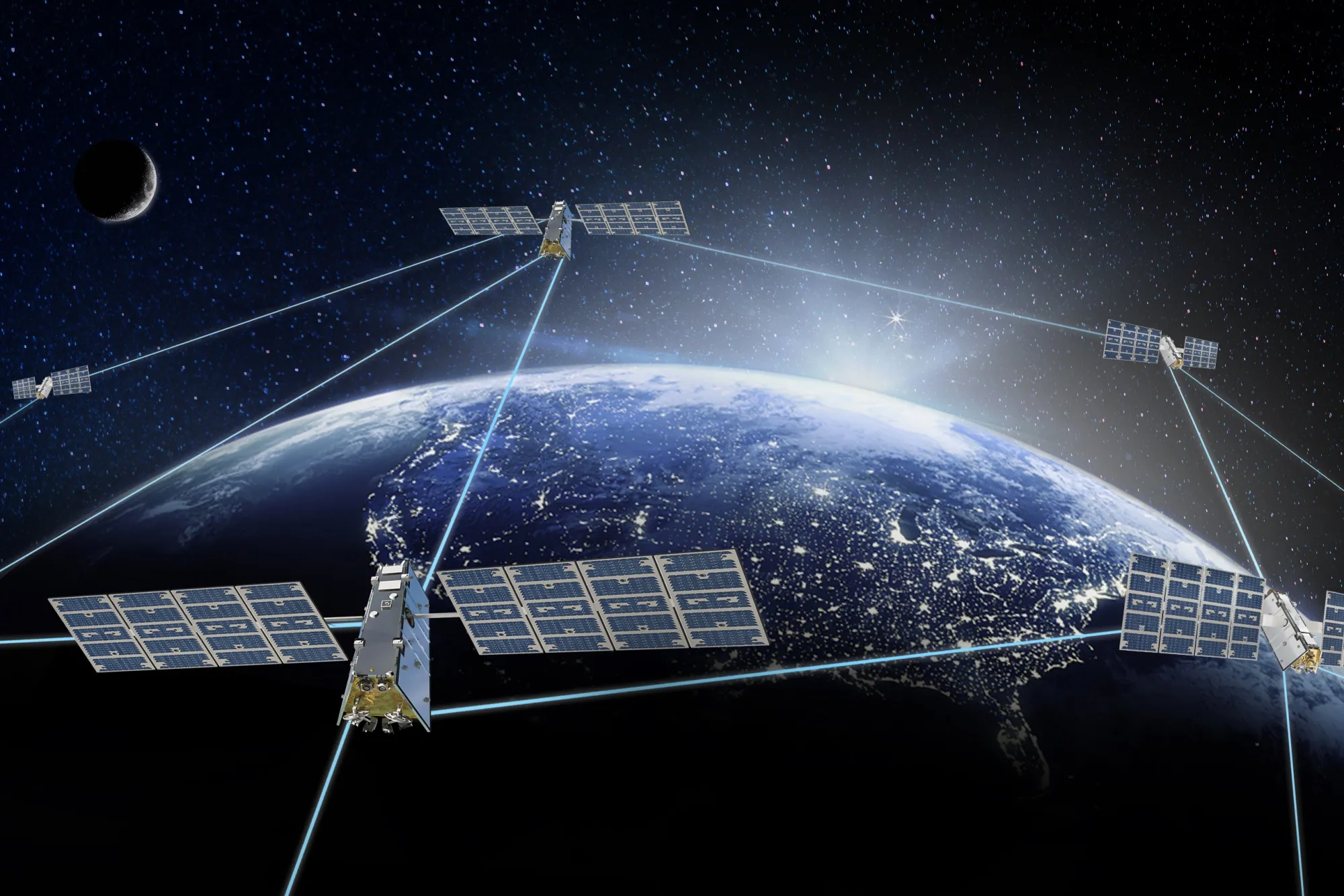 A rendering of Lightspeed satellites.