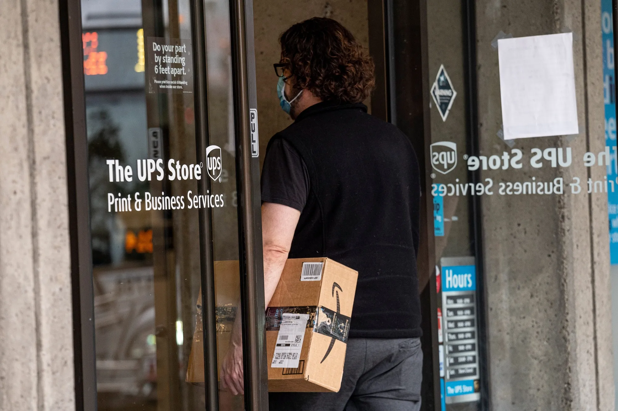 A customer enters a UPS store in San Francisco, California, U.S.
