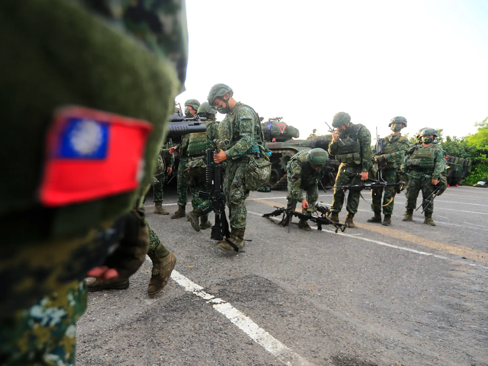 Taiwanese soldiers take part in the HanKuang military exercise, in Tainan, Taiwan, in September.